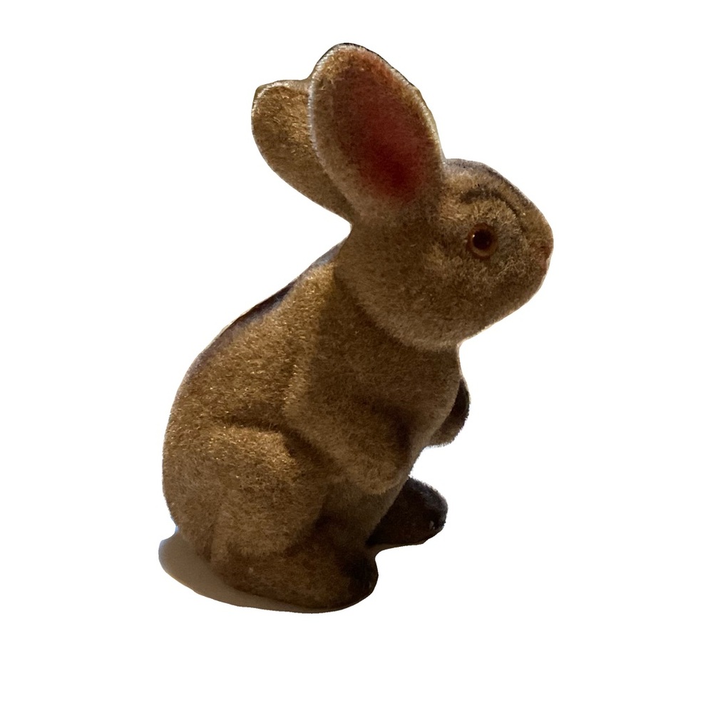 Flocked rabbit coin bank.